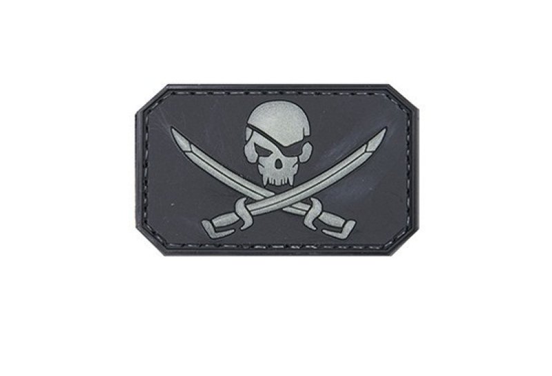 3D velcro patch Pirate skull Black-White 