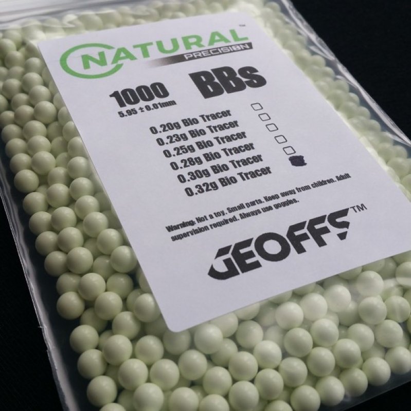 Airsoft BBs Geoffs Natural Precision TRACER 0,23g 1000pcs Glow in the Dark 
