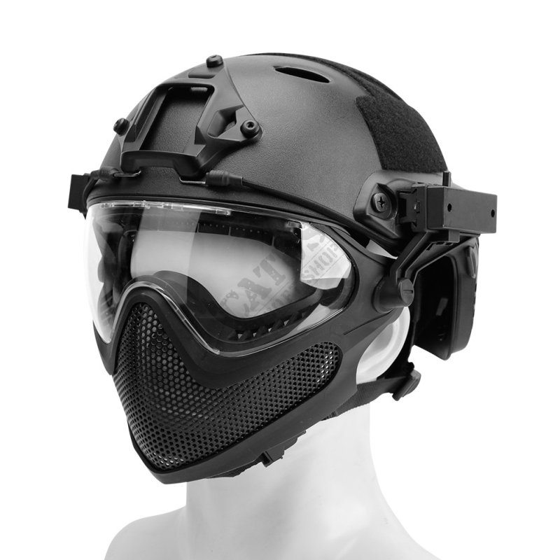 Airsoft helmet with mask B-Type Piloteer Set Guerilla Tactical L Black M