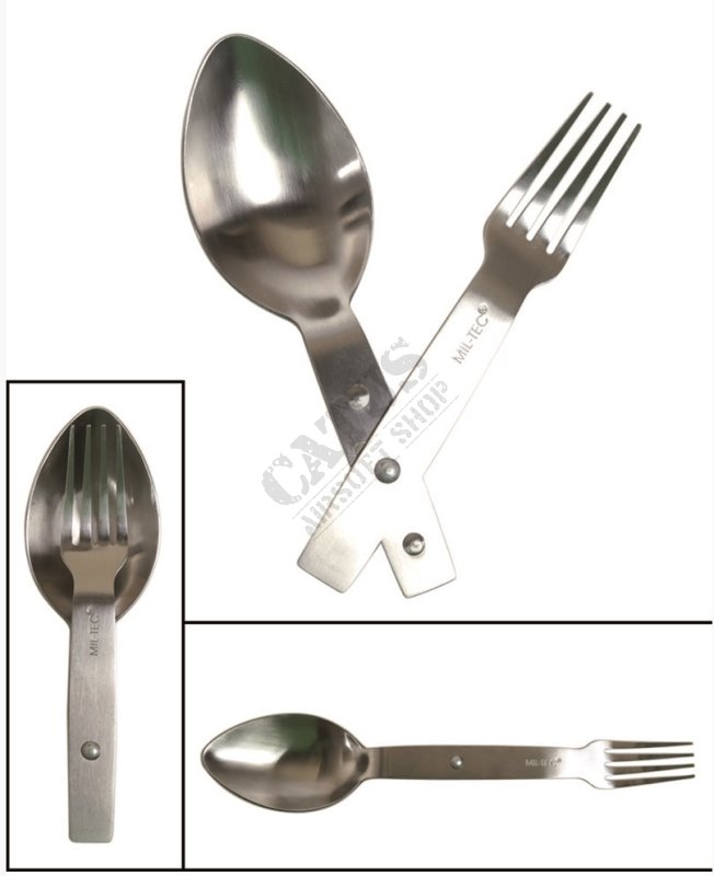 Mil-Tec folding two-piece stainless steel cutlery set  