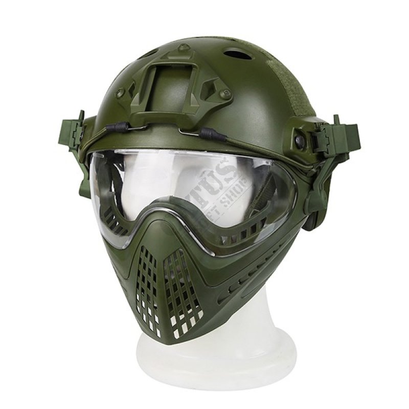 Protective set mask and helmet Piloteer Guerilla Tactical Oliva M