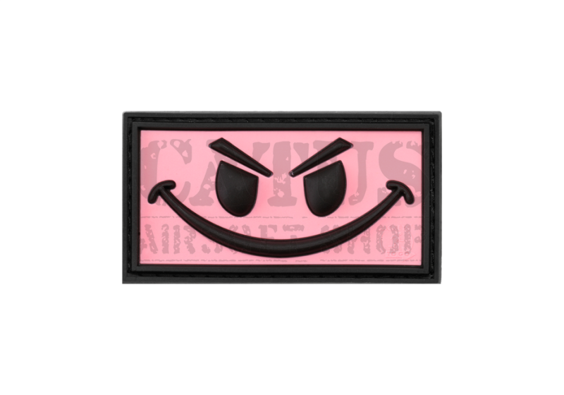 3D velcro patch Evil Smiley Pink 