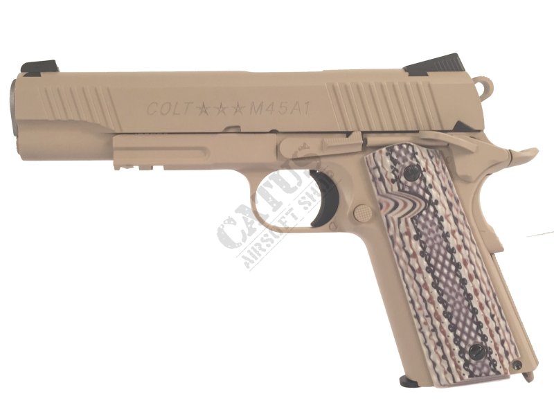 CyberGun airsoft pistol GBB Colt M45A1 Rail Tan Co2  