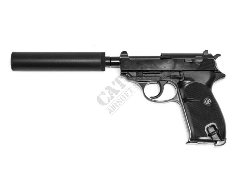 WE airsoft pistol GBB P011 with Green Gas silencer  