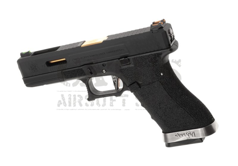 WE airsoft pistol GBB WE17 Custom BK Gold Barrel Metal Version Green Gas Black 