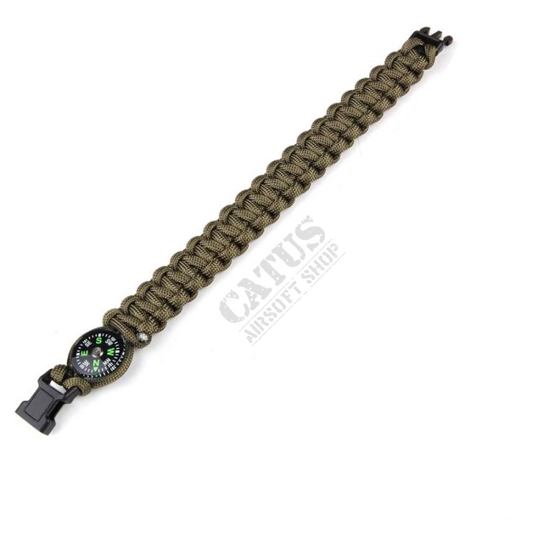 Paracord bracelet with compass 9" 101 INC Oliva 