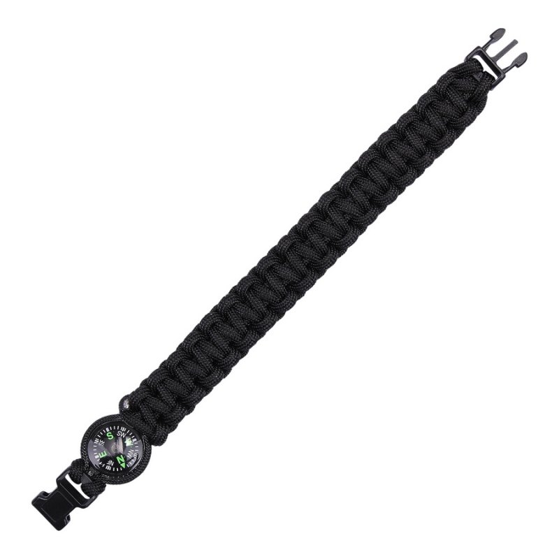 Paracord bracelet with compass 8" 101 INC Black