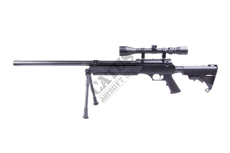 WELL airsoft gun MB06D with scope and bipod Black 
