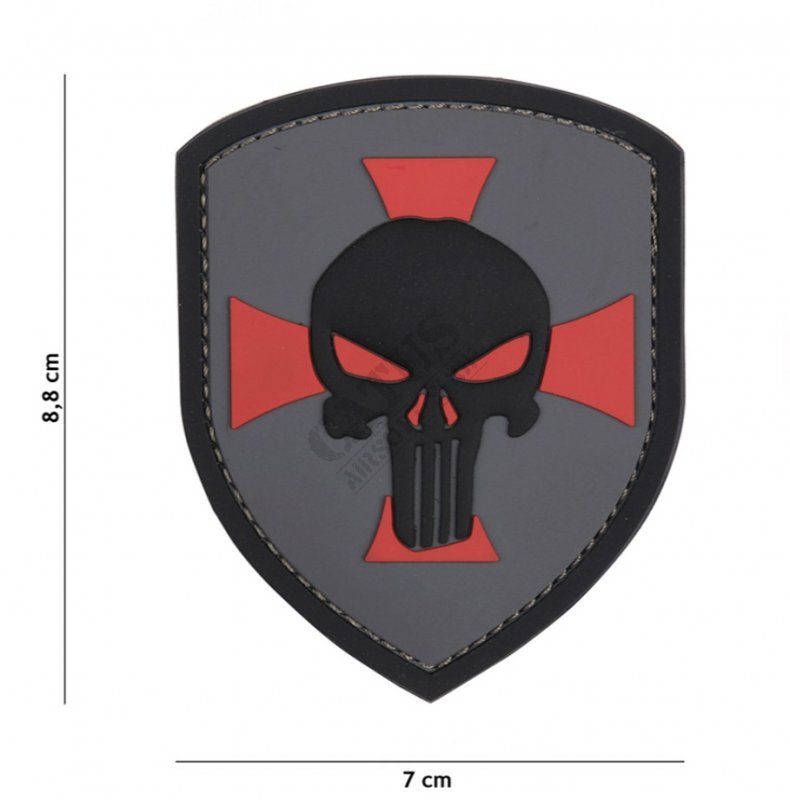 Patch 3D PVC Shield Punisher cross 101INC Wolf-Grey