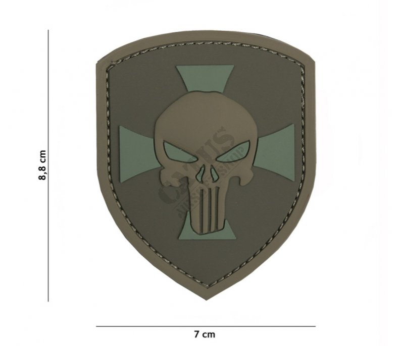 Patch 3D PVC Shield Punisher cross 101INC Olive