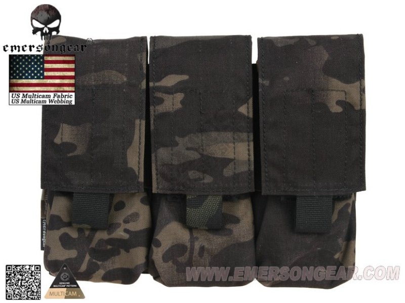 MOLLE triple holster for M4 LBT Style Emerson magazines Multicam black 