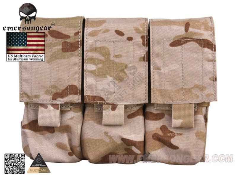 MOLLE triple holster for M4 LBT Style Emerson magazines Multicam Arid 