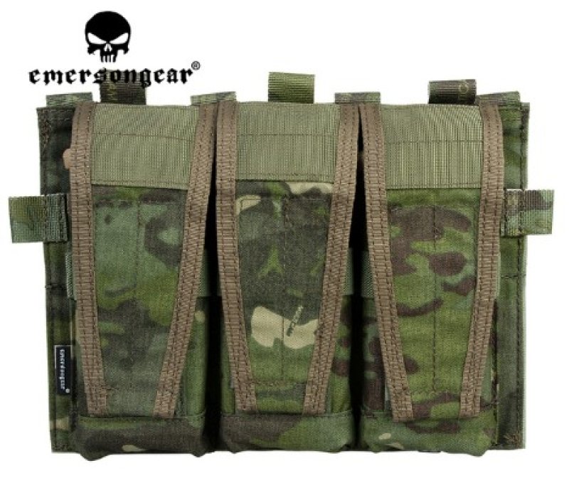 MOLLE triple magazine pouch 5,56 for AVS Emerson tactical vest Multicam Tropic 