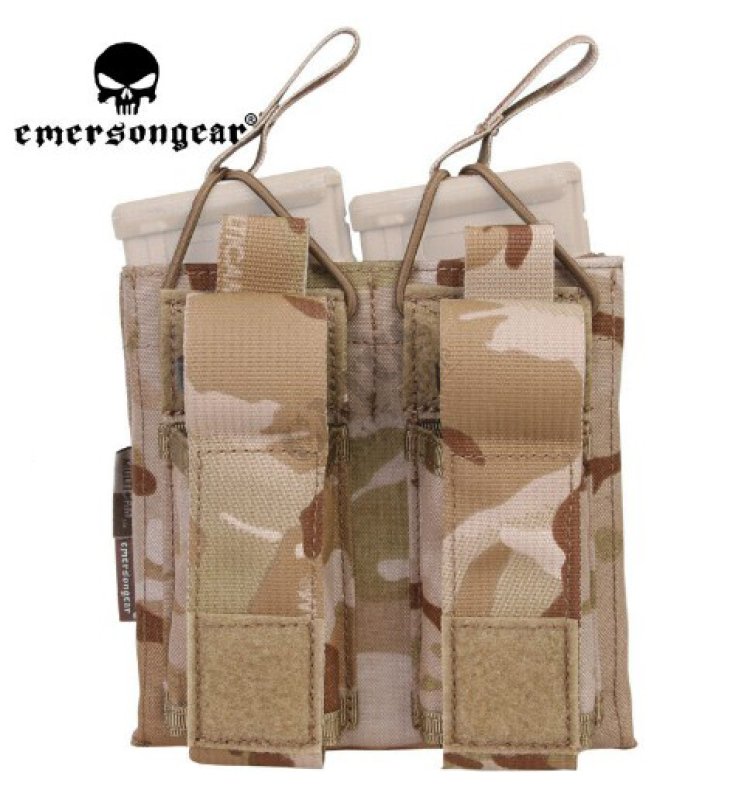 MOLLE double holster for 5,56 and Emerson pistol magazines Multicam Arid 